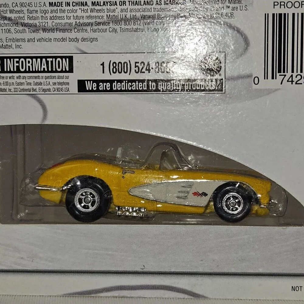 100% Hot Wheels GM Performance Parts Series '58 Corvette #3/4 MINT Yellow (K229)